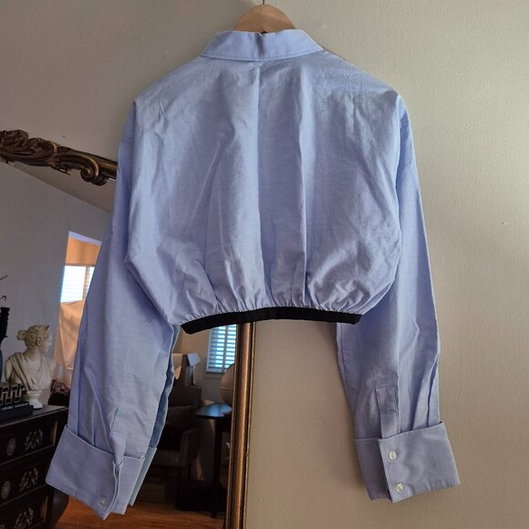 Zara Cropped Cotton Shirt Size M - Picture 3 of 6